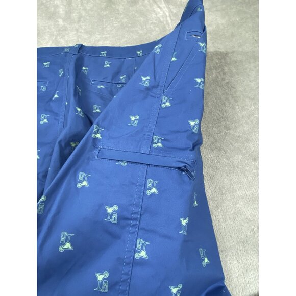 Tackle & Tides Shorts Mens Blue Size 38 Martini Print With Button & Zip Closure - Picture 6 of 8